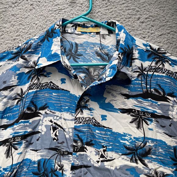 Han Ton Hawaiian Shirt Mens Large Aloha Tropical Button Up Short Sleeve - Picture 9 of 15